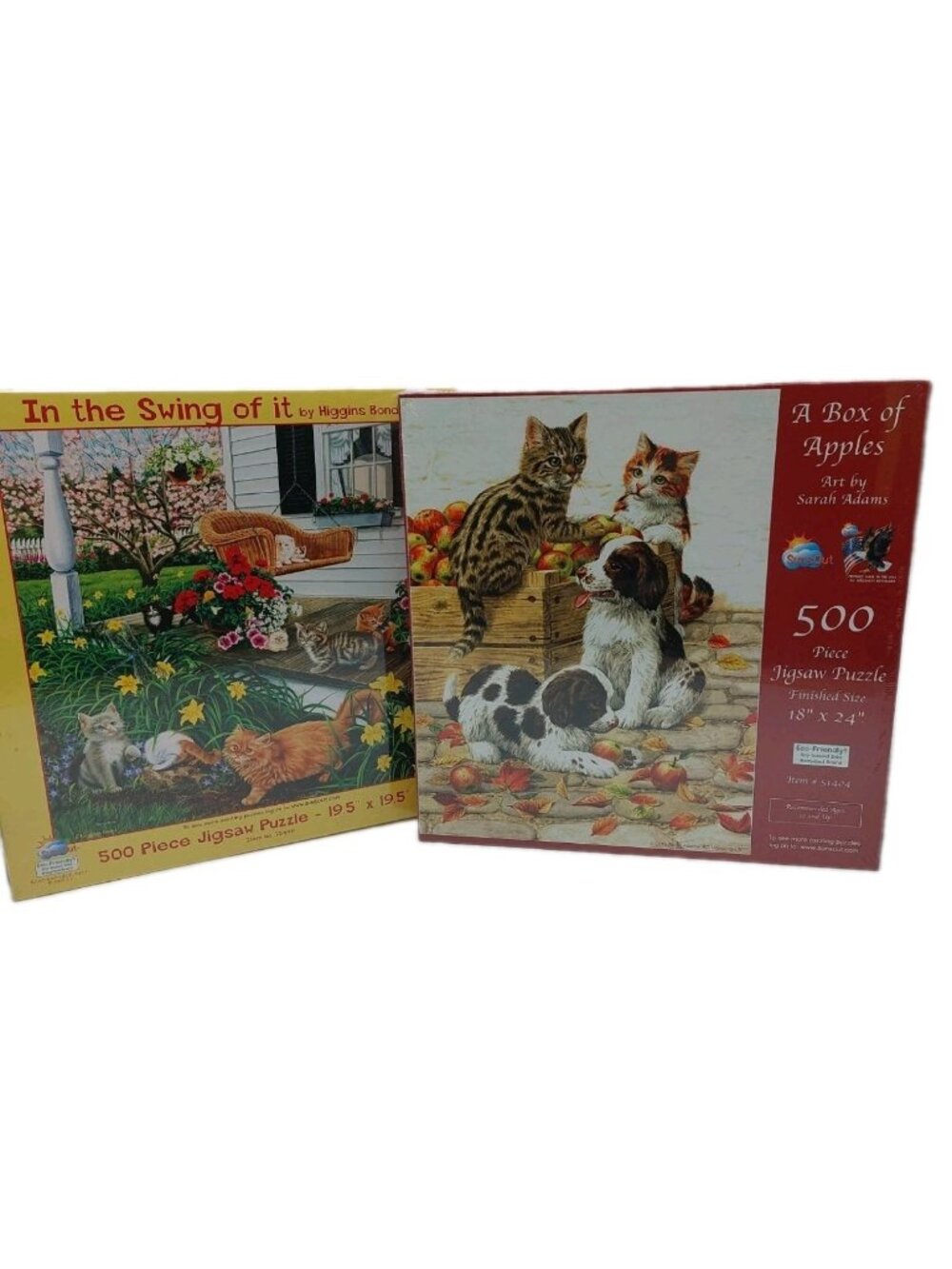 A Box Of Apples Kittens Puppies & In The Swing Of It SunsOut Puzzles NWT